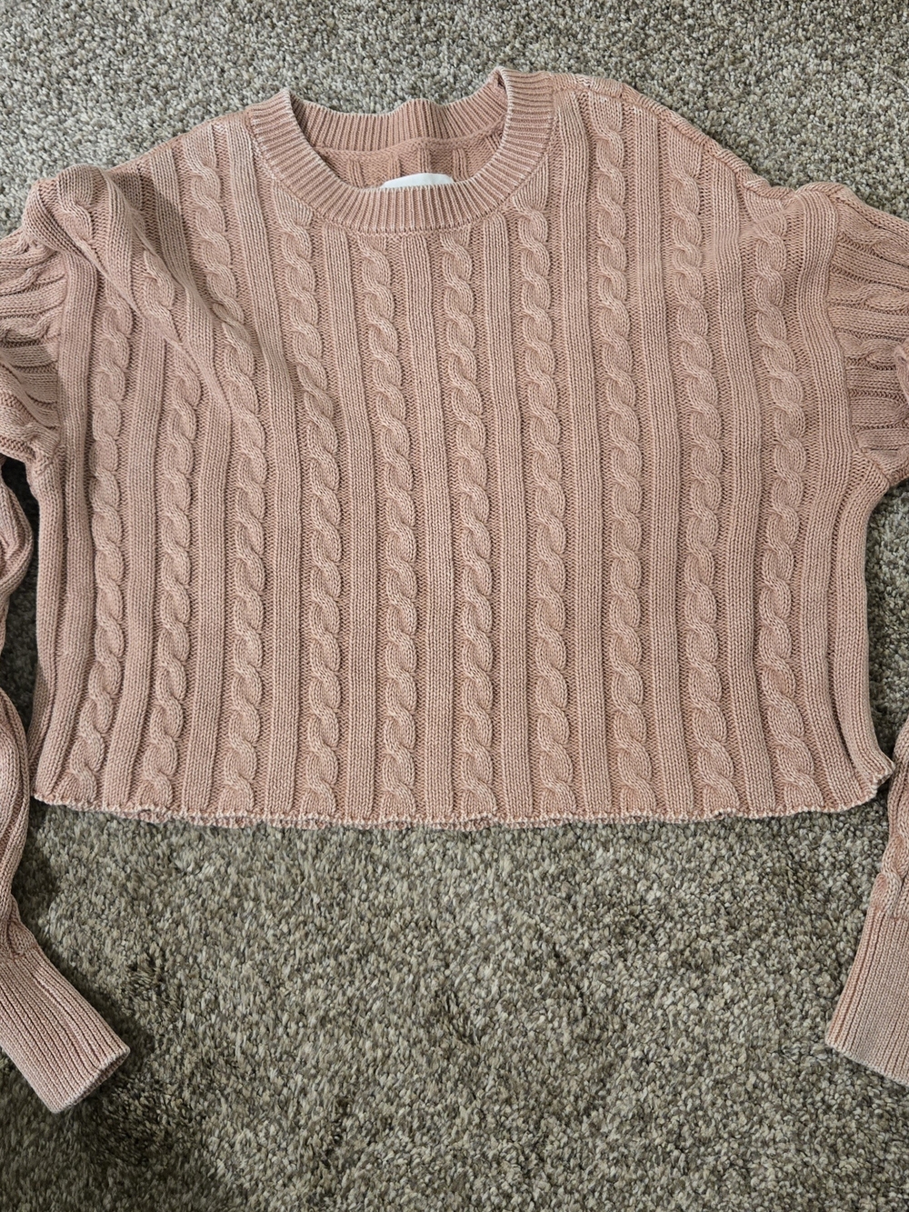 aerie Cable Knit Crop Sweater - Rose